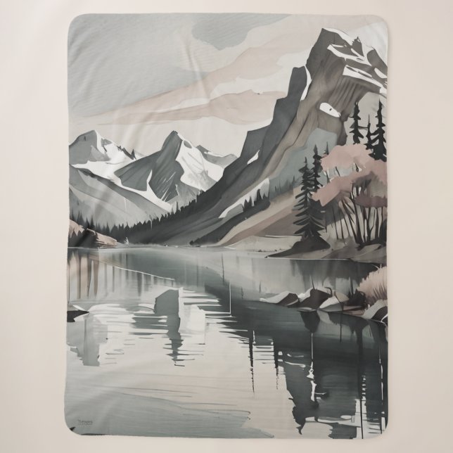 Sherpa blanket TEE Mountain Lake Scene graphic (Front)