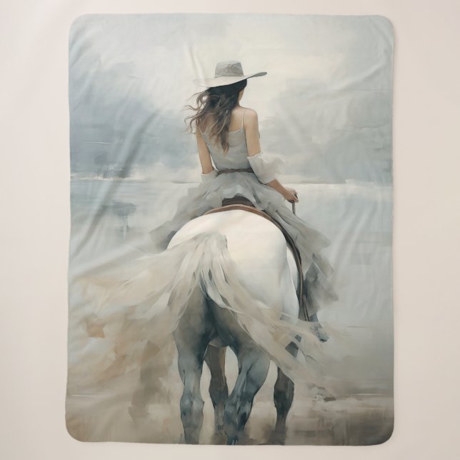 Sherpa Blanket Western & Coastal Elegance Cowgirl  (Front)