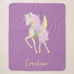 Sherpa Blanket with a cute unicorn illustration.