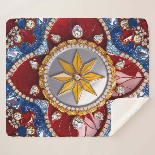 Sherpa Blanket with Colombian Colours Design (Front (Horizontal))