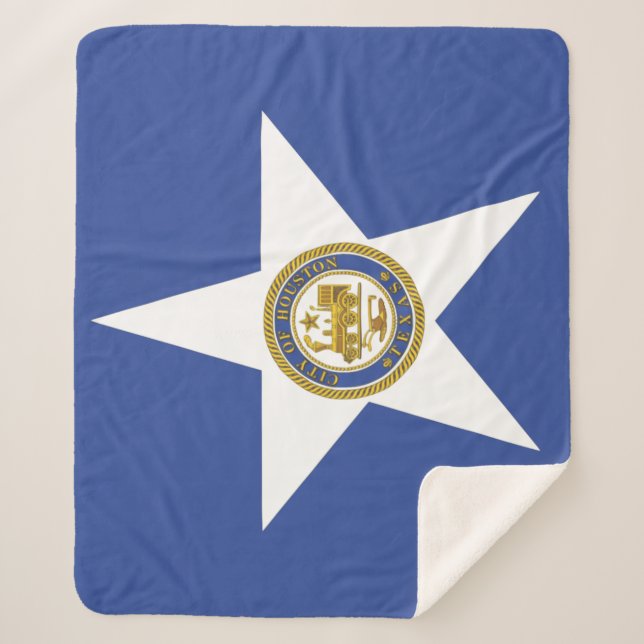 Sherpa Blanket with flag of Houston (Front)