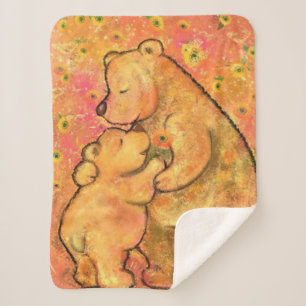 Sherpa Blanket with Mom and Baby Bear - Hug