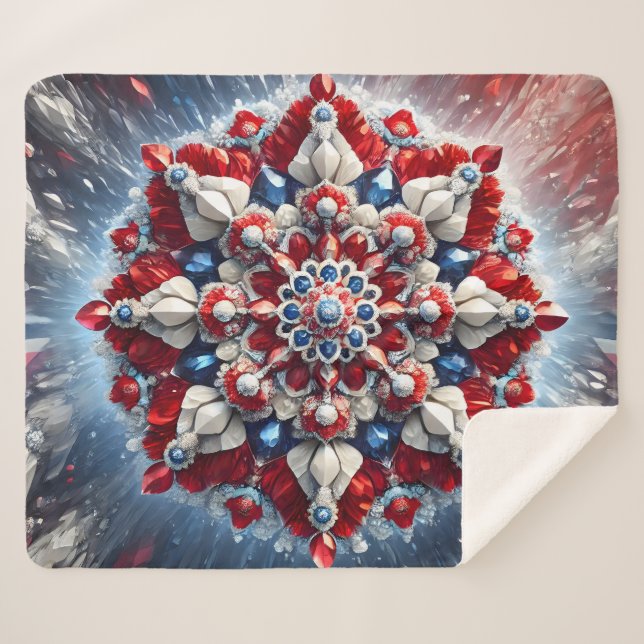 Sherpa Blanket with Norwegian Colours Design (Front (Horizontal))