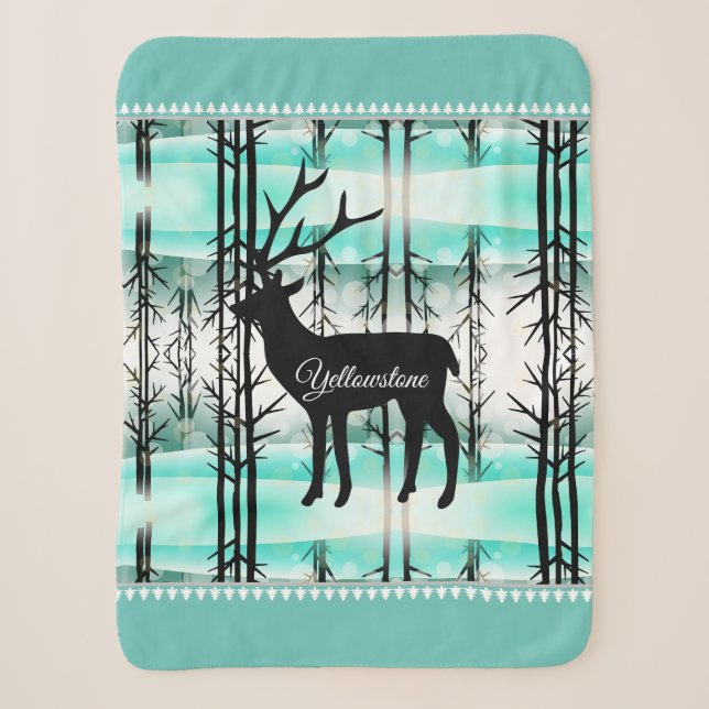 Sherpa Blanket-Yellowstone Deer Sherpa Blanket (Front)