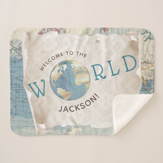 Sherpa Carte vintage Couverture bébé (Devant (Horizontal))