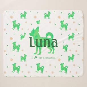 Sherpa Couverture avec silhouette de chihuahua vert paste
