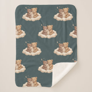 Sherpa Couverture bébé nuage oursons endormis