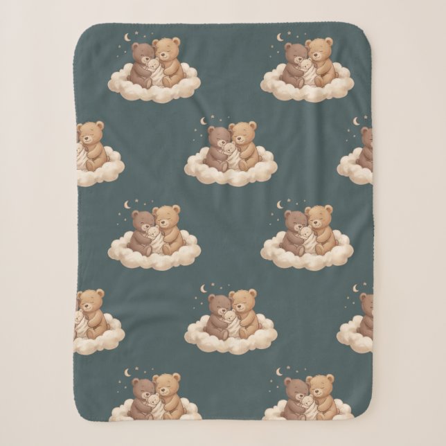 Sherpa Couverture bébé nuage oursons endormis (Devant)