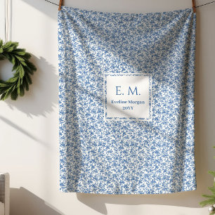 Sherpa Couverture Cadeau Florale Toile Bleue Personnalisé