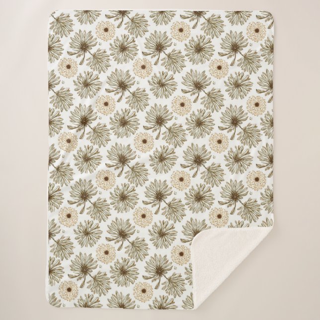 Sherpa Couverture chaude de style botanique (Devant)