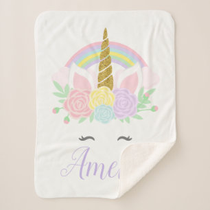 Sherpa Couverture de bébé Unicorne personnalisée