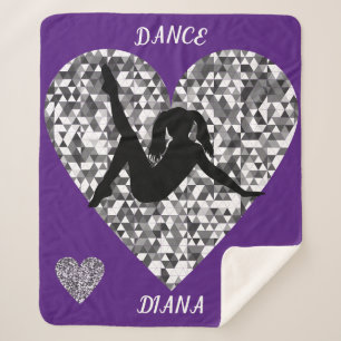 Sherpa Couverture de danse violette avec coeur argenté b