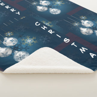 Sherpa Couverture de Noël joyeuse Ornement Bleu et Argent