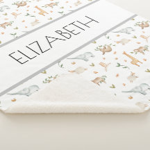 Couverture de nom de bébé pour les animaux de forê