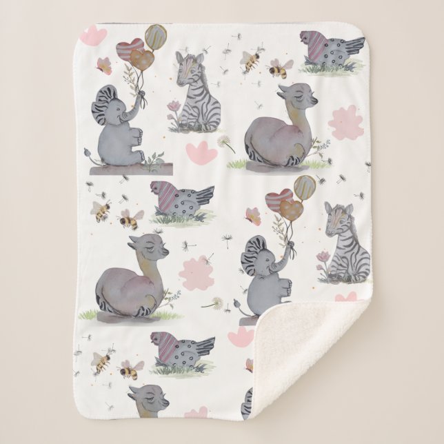 Sherpa Couverture "Eleze Elephant & Polka Hen" Boganhues (Devant)