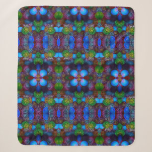 Sherpa Couverture en molleton abstraite kaléidoscope bleu