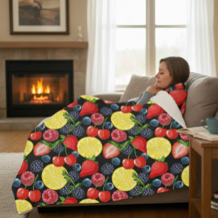 Sherpa Couverture en polaire de fruits brillants et gras