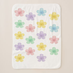 Sherpa Couverture Fleurs Souriantes Gingham Pastel Mignon