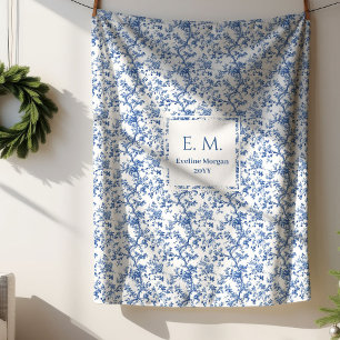 Sherpa Couverture personnalisée avec nom Toile Bleue Vint