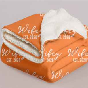 Sherpa Couverture personnalisée orange Mr & Mrs, cadeau p
