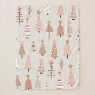 Sherpa Cover Christmas Sapins Rose Scandinave Blanket