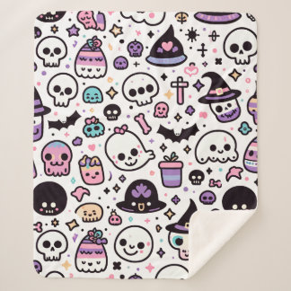 Sherpa Cute couverture de motif du crâne halloween