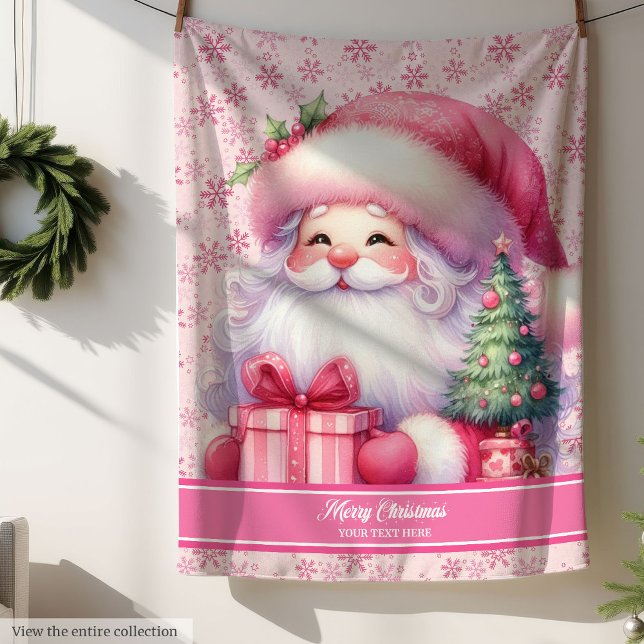 Sherpa Cute Rose Père Noël Nom Couverture Filles Cadeau d (Cute Pink Santa Name Blanket Girls Holiday Gift)