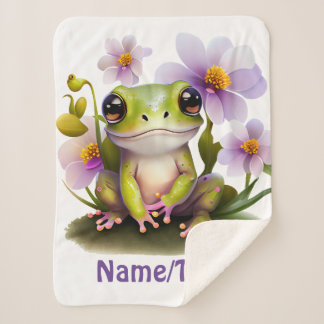 Sherpa Grenouille mignonne en Fleurs, couverture bébé