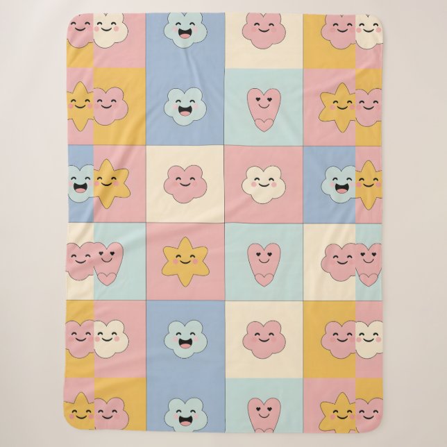Sherpa Jolie couverture en patchwork pastel (Devant)