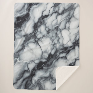 Sherpa Luxueuse couverture en plastique noir & Marbre bla