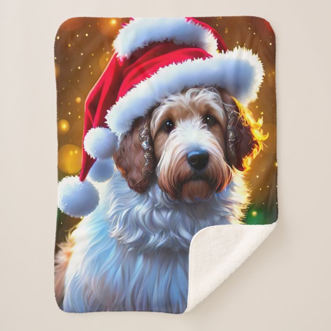 Sherpa Père Noël Goldendoodle, jolie couverture de chien  (Devant)