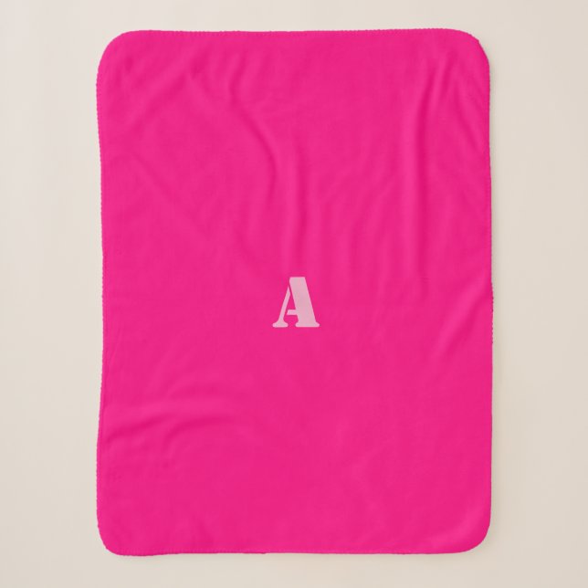 Sherpa Une couverture en polaire rose plus foncée Monogra (Devant)