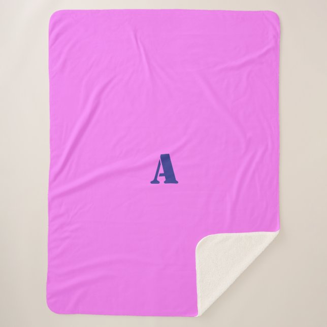 Sherpa Une couverture rose Monogramme Bleue (Devant)