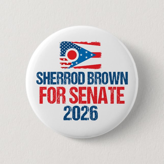 Sherrod Brown for Senate 2026 Election Ohio Flag 2 Inch Round Button (Front)
