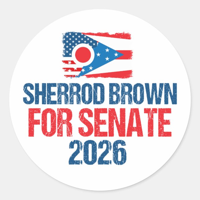 Sherrod Brown for Senate 2026 Election Ohio Flag Classic Round Sticker (Front)
