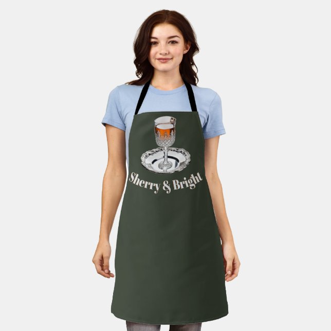 Sherry & Bright Christmas Drink Humourous Kitchen Apron (Worn)
