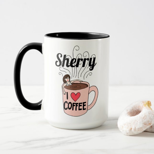 Sherry Loves Coffee Mug (With Donut)