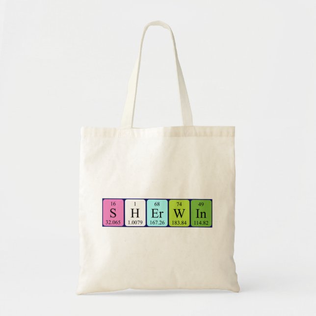 Sherwin periodic table name tote bag (Front)