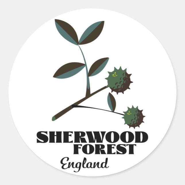 Sherwood Forest England travel poster Classic Round Sticker (Front)