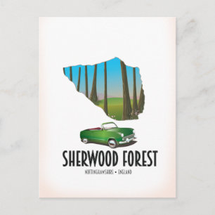 Sherwood Forest Nottinghamshire map Postcard