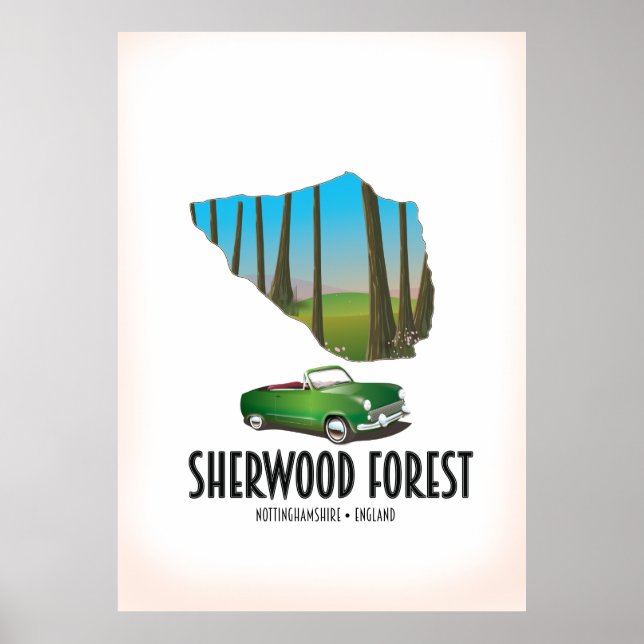 Sherwood Forest Nottinghamshire map Poster (Front)