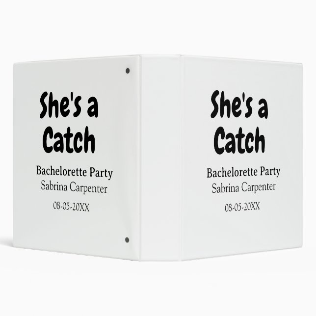 She's a catch bachelorette party name date simple  binder (Background)