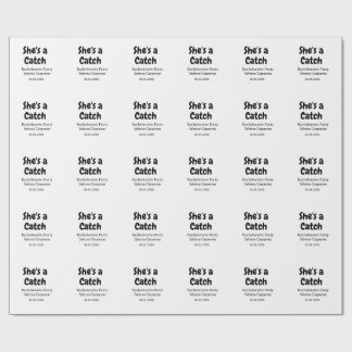She's a catch bachelorette party name date simple  wrapping paper