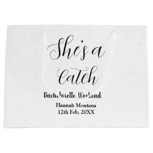 She's a catch champagne bottle bachelorette weeken large gift bag