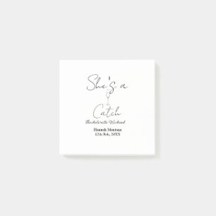 She's a catch champagne bottle bachelorette weeken post-it notes