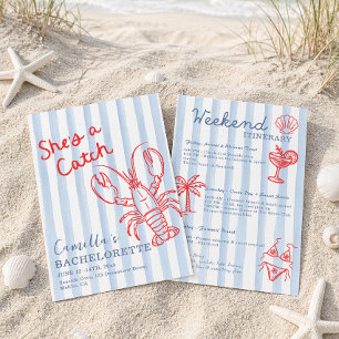 She's A Catch Coastal Bachelorette Invitation