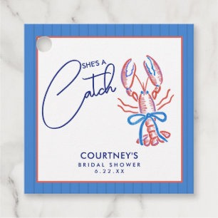 She's A Catch Coastal Lobster Bridal Shower Favour Tags