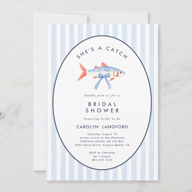 She's a Catch Fishermans Aesthetic Bridal Shower  Invitation (Front)