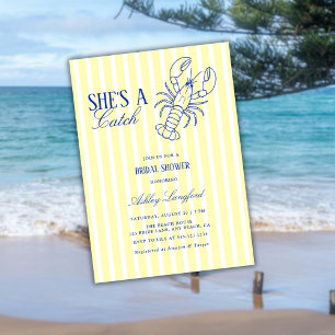 She's A Catch Lobster Coastal Bridal Shower Invitation
