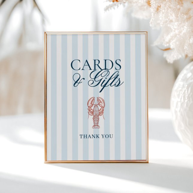 She's a catch Lobster Striped Cards Gifts Poster (Creator Uploaded)